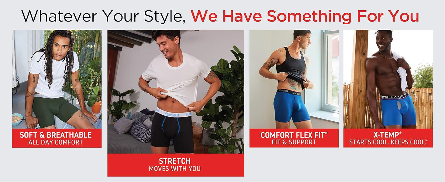 Hanes mens stretch boxer briefs move with you whatever your style we have something for you