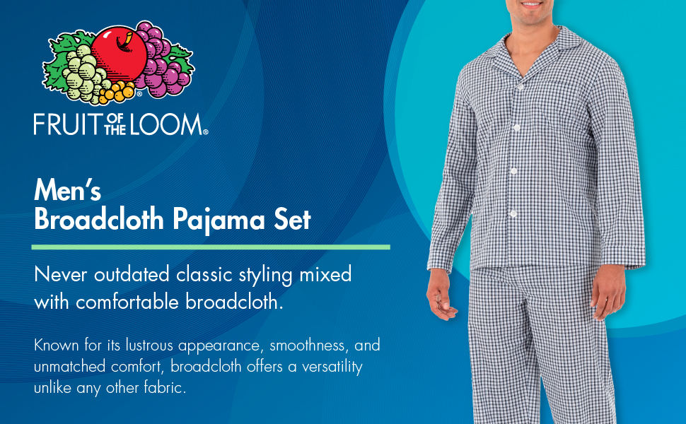 Fruit of the loom, men's pajamas, men's classic pajamas