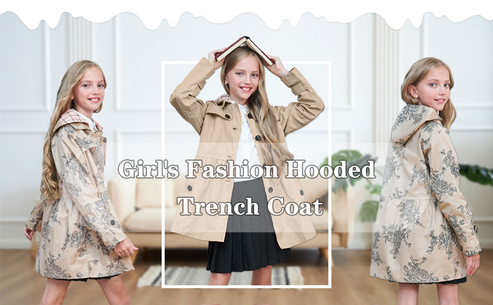 girl's hooded trench coat