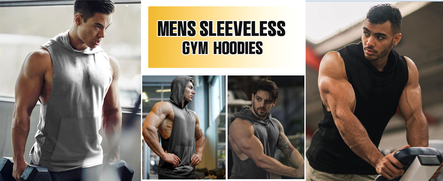 mens hooded gym tank tops