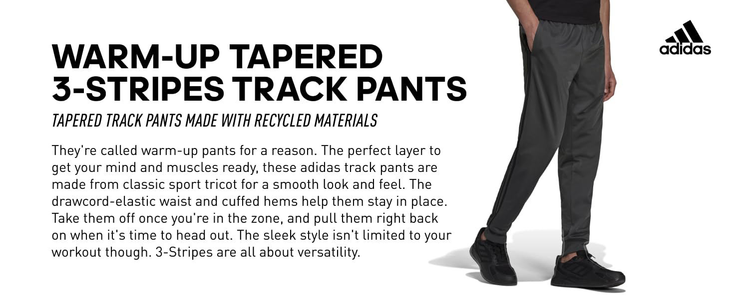 Warm-up tapered 2-stripes track pants made with recycled materials