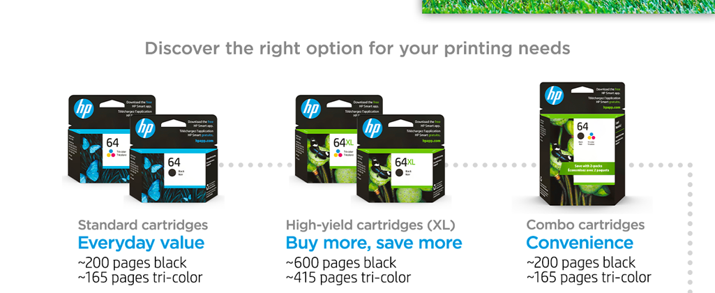 original hp 64 ink standard high-yield multipack cartridges Instant Ink value